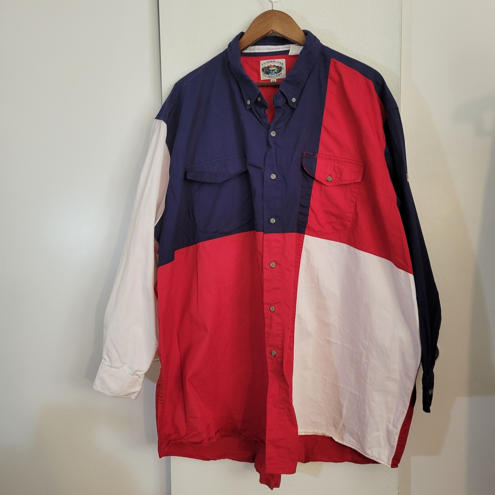 Cumberland Outfitters Red White and Blue Button-Up Shirt